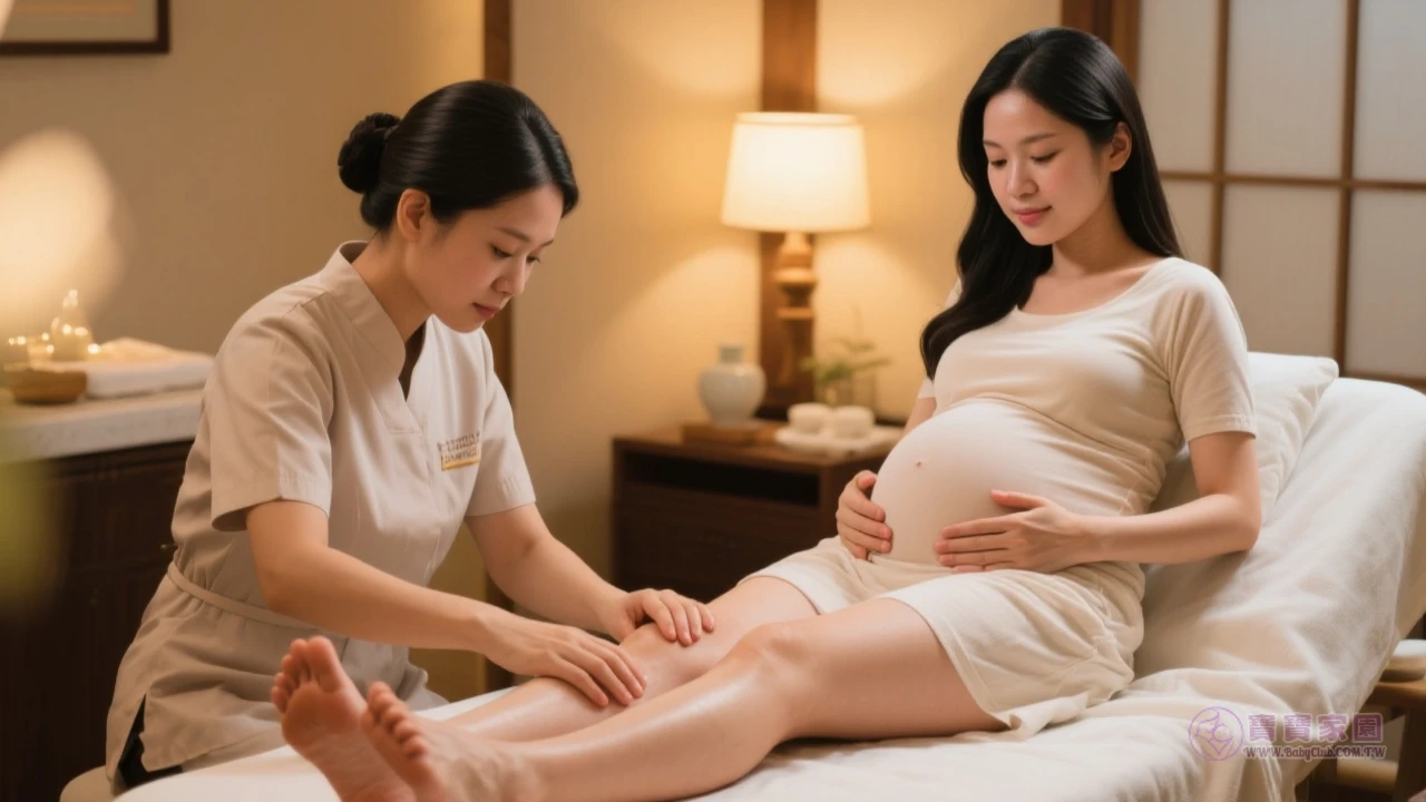孕婦腿部按摩示意圖