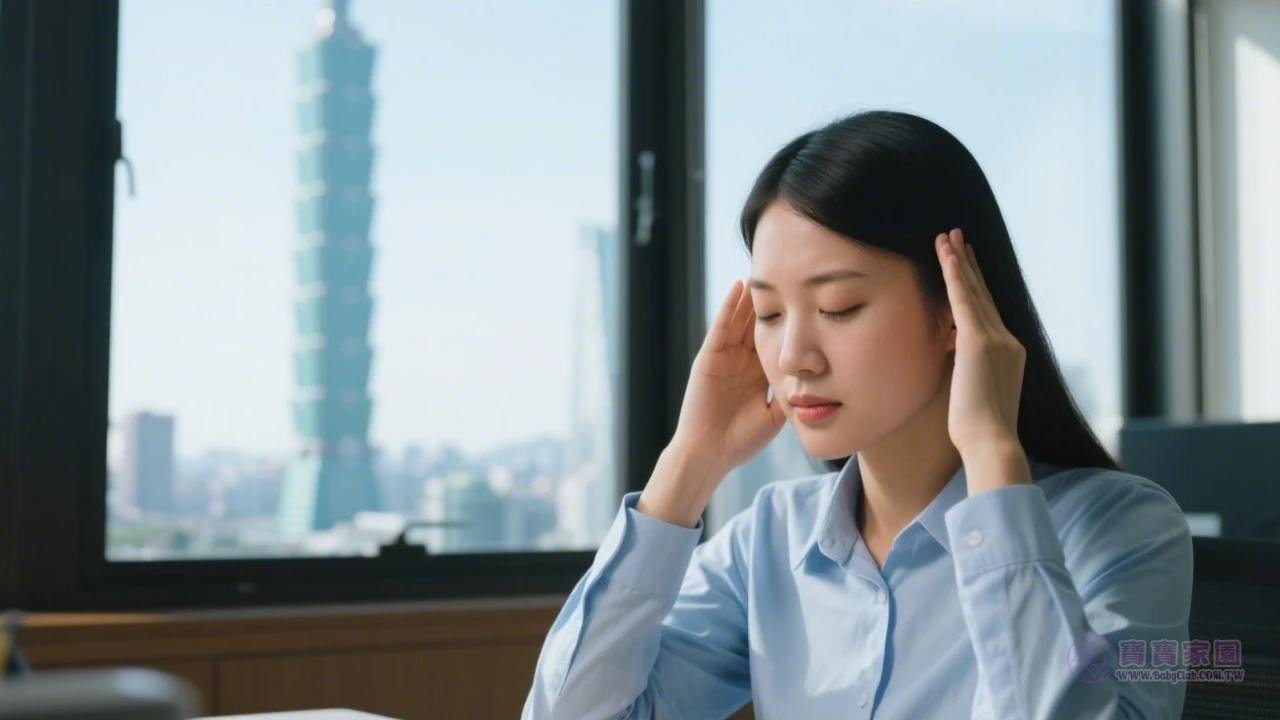 職場女性揉太陽穴