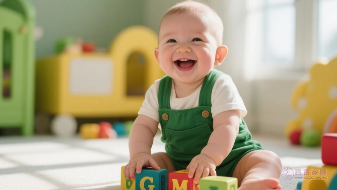 寶寶開心玩樂的自然萌照