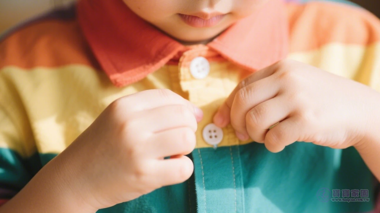 幼兒練習扣釦子