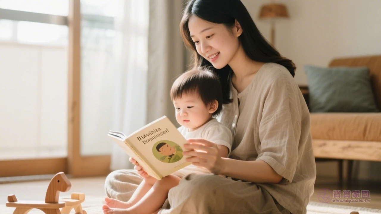 溫馨親子共讀畫面