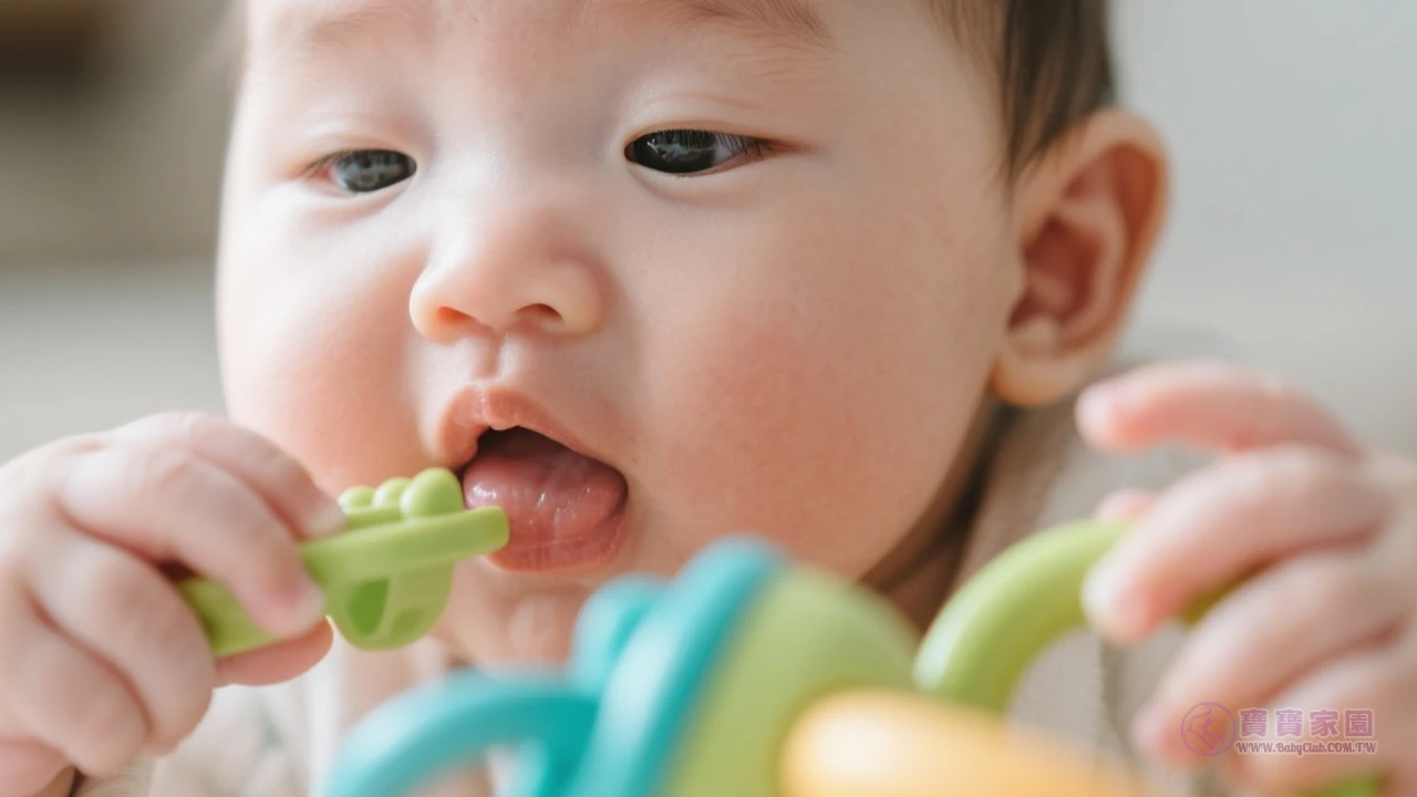 嬰兒探索口腔特寫
