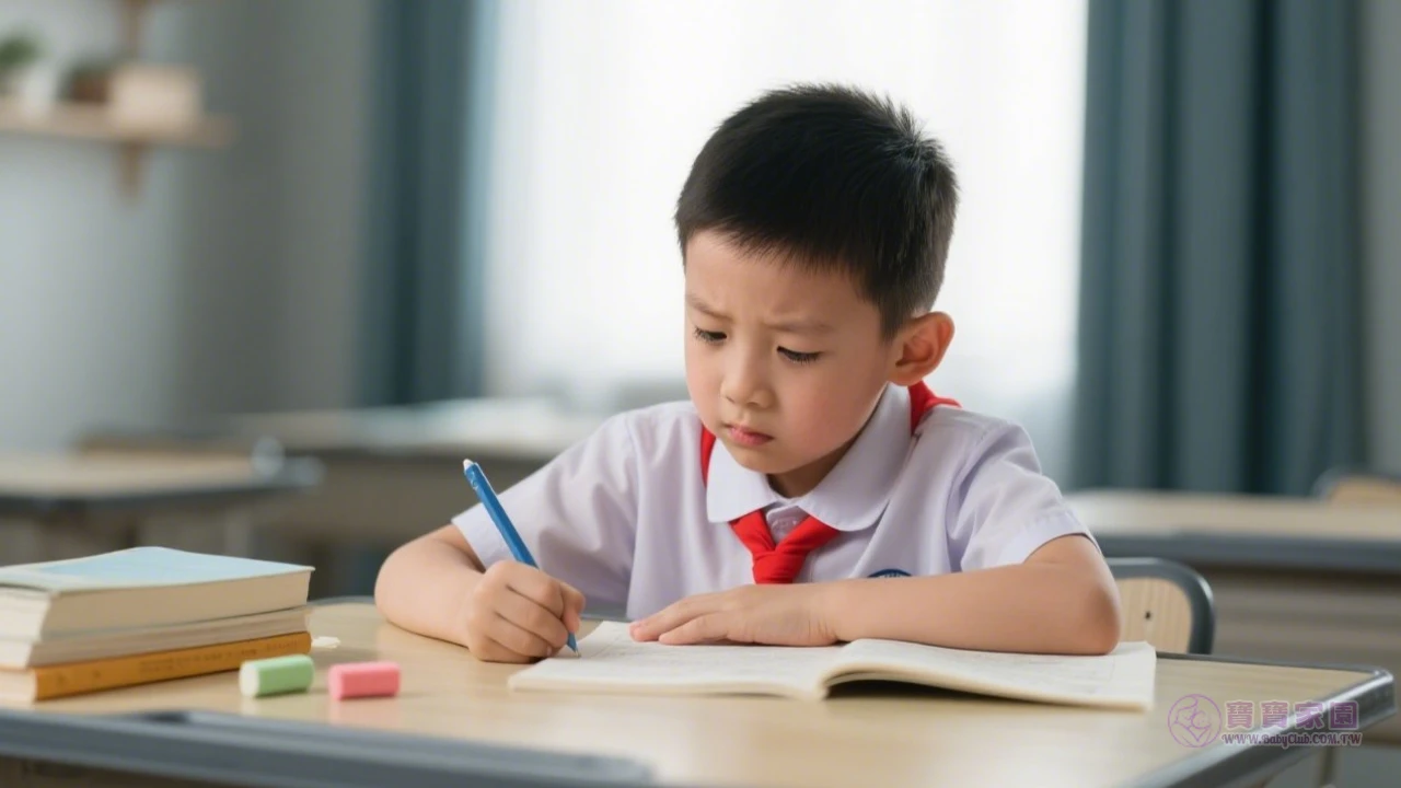 學齡兒童寫作業情境