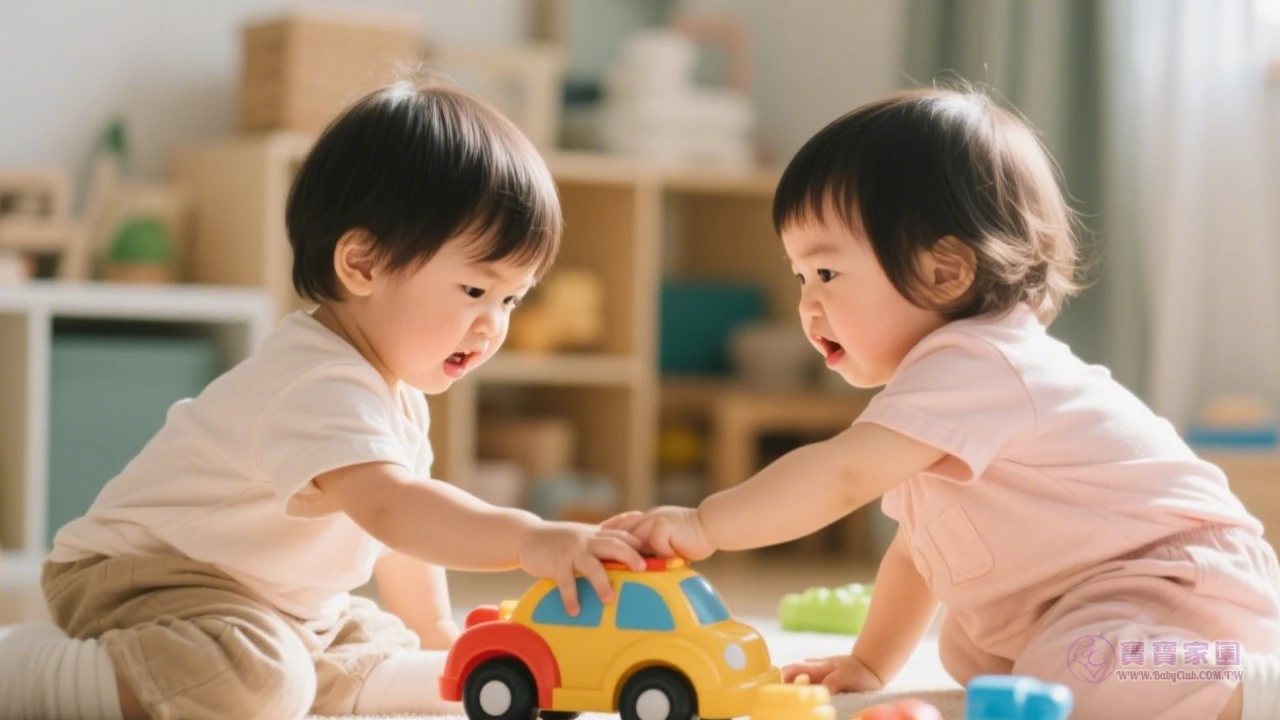 寶寶與同伴遊戲衝突示意