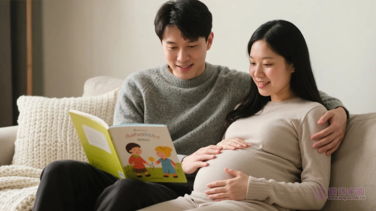 夫妻共同進行胎教活動