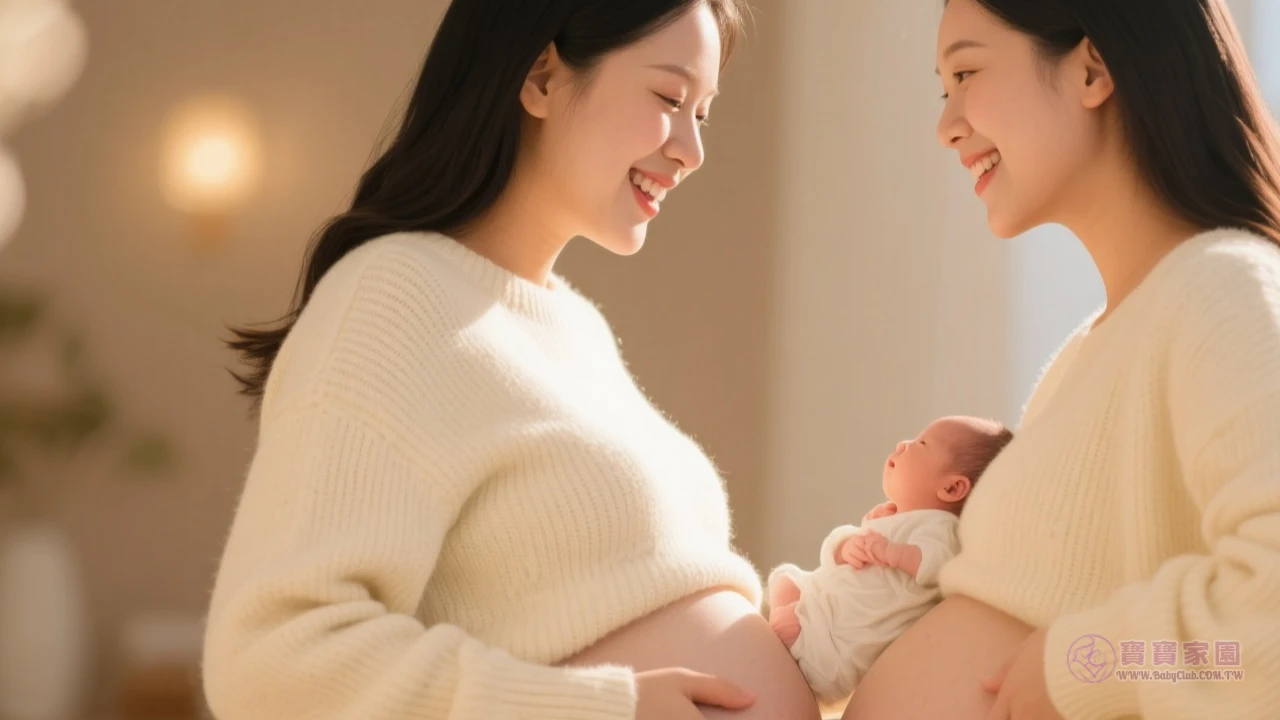 孕媽咪與寶寶對話示意圖