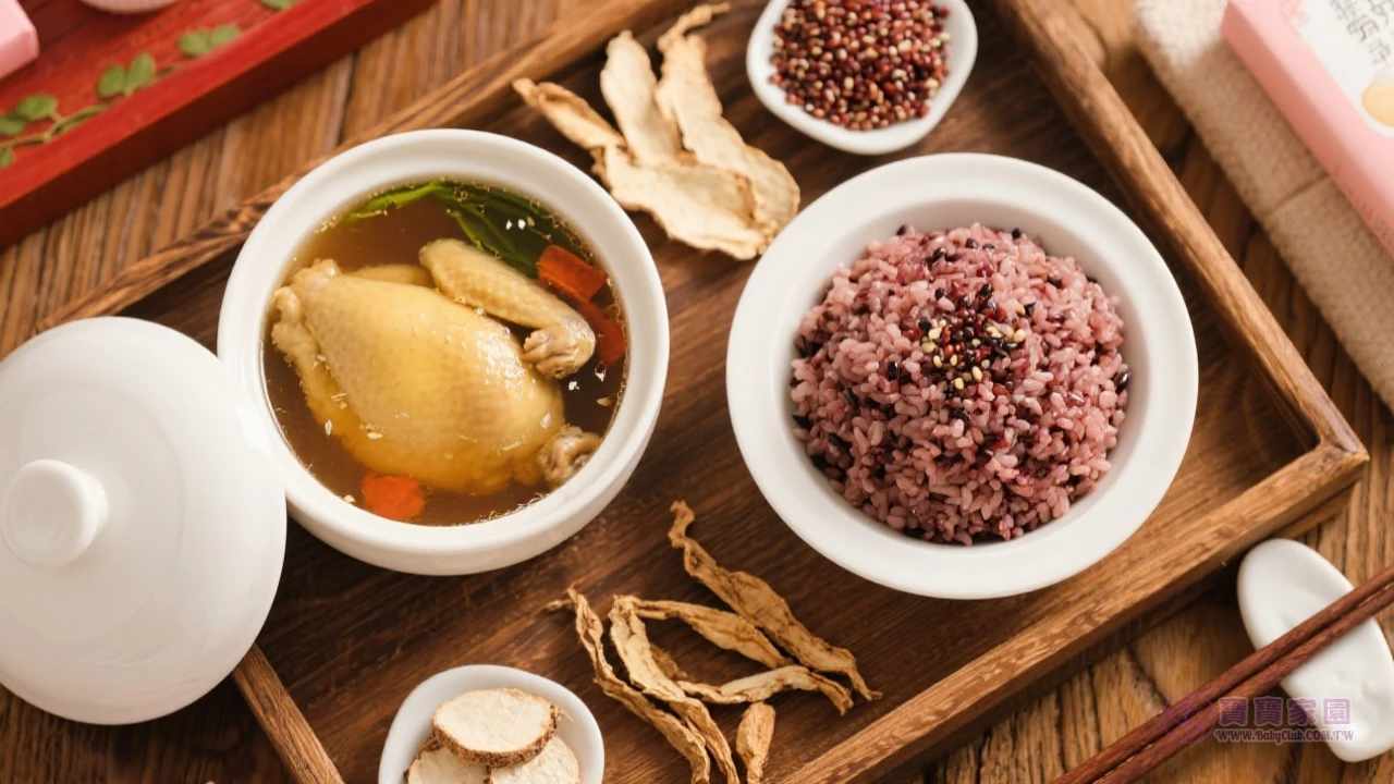 台式月子餐與護理用品擺設