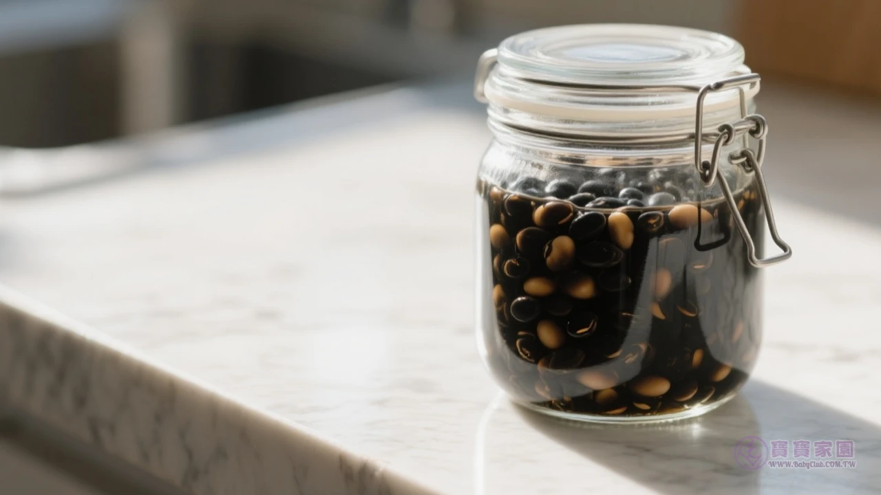 黑豆醋浸泡過程