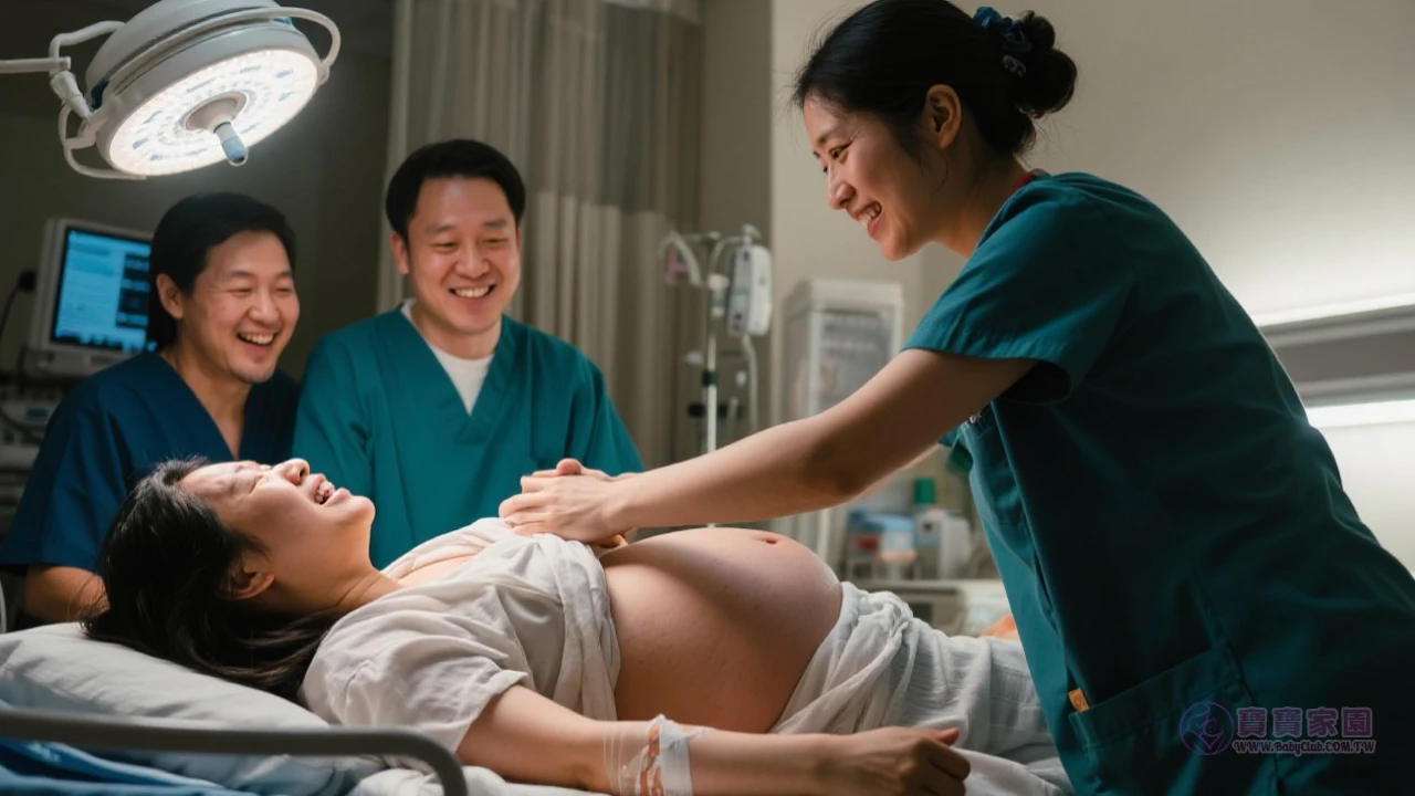 產婦配合醫護指導示意圖